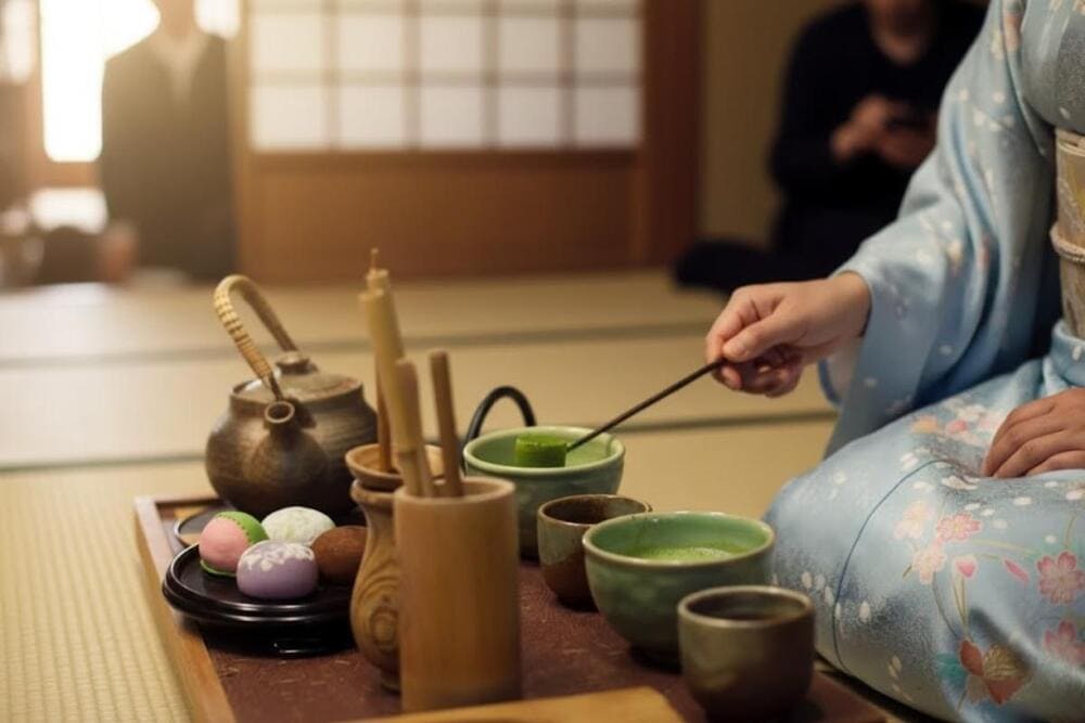 Thưởng thức trà đạo.